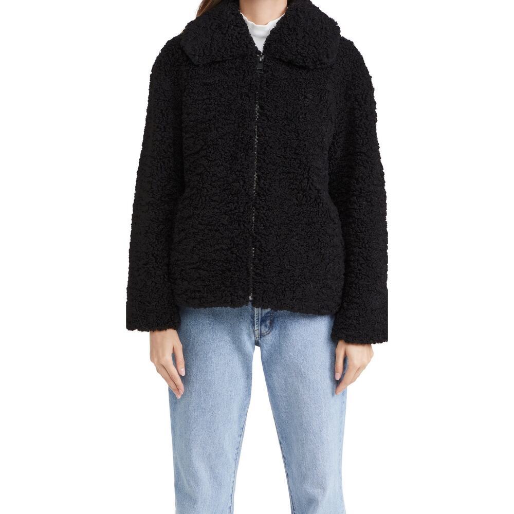 New Apparis Tara Faux Shearling Coat in Noir Women's Size XL